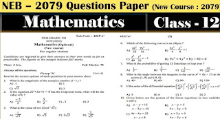 NEB Class 12 Maths Model Question Paper 2079 / 2080