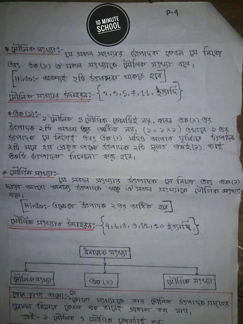 ৯ম ও ১০ম শ্রেণির সাধারণত গণিতের ১ অধ্যায়ের হ্যান্ড নোট