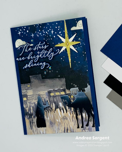 Create simple Christmas cards with the O Holy Night suite by Stampin’ Up! featuring Night Divine and Stars at Night bundles.