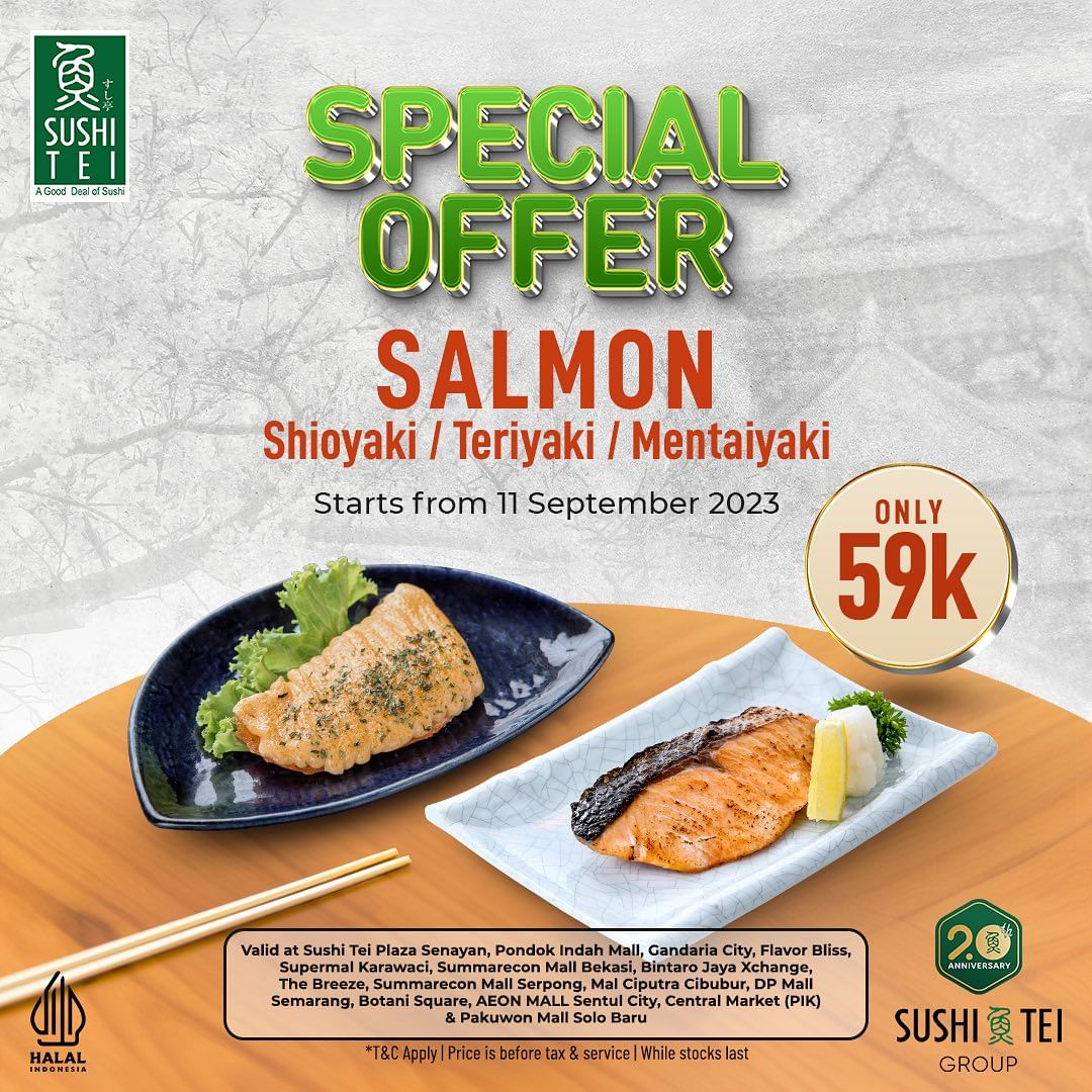 Promo Sushie Tei Special Offer Salmon Mentaiyaki / Teriyaki / Shioyaki only Rp 59.000