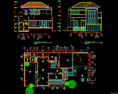 Gambar Autocad Desain Gratis Rumah 2 lantai 