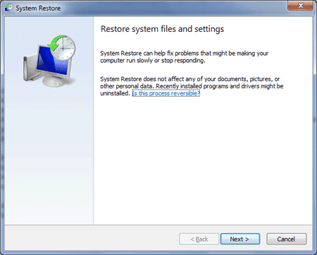 system restore wizard