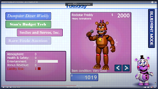 Une page du catalogue dans "Freddy Fazbvear's Pizzeria Simulator"