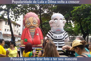 popularidade de Lula e Dilma volta crescer, Pessoas querem tirar foto e ter seu mascote