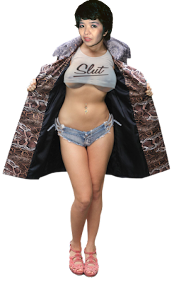 Girl in Daisy Dukes and slut top PNG clipart