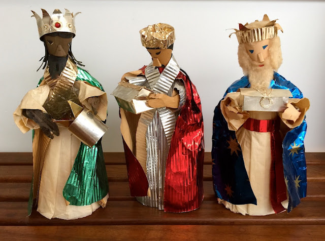 Three Wise Men Handmade by Beryl Mann for a colleague, mid-20C, Melbourne, Australia.