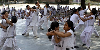 Girls being taught self defence in India