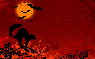 Cat Moon Bat Halloween Abstract HD Wallpaper
