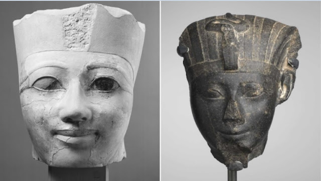 Голова египетской статуи Хатшепсут. \ Голова Тутмоса III.