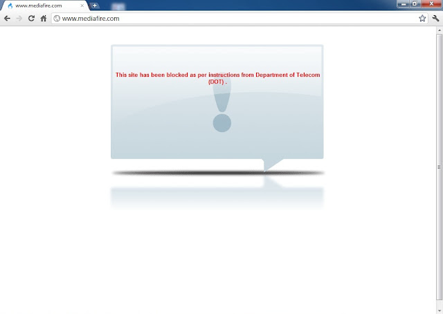 File Sharing websites banned by Department of Telecom
