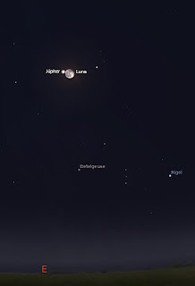Júpiter a 2.8º de la Luna,  día 2 de noviembre