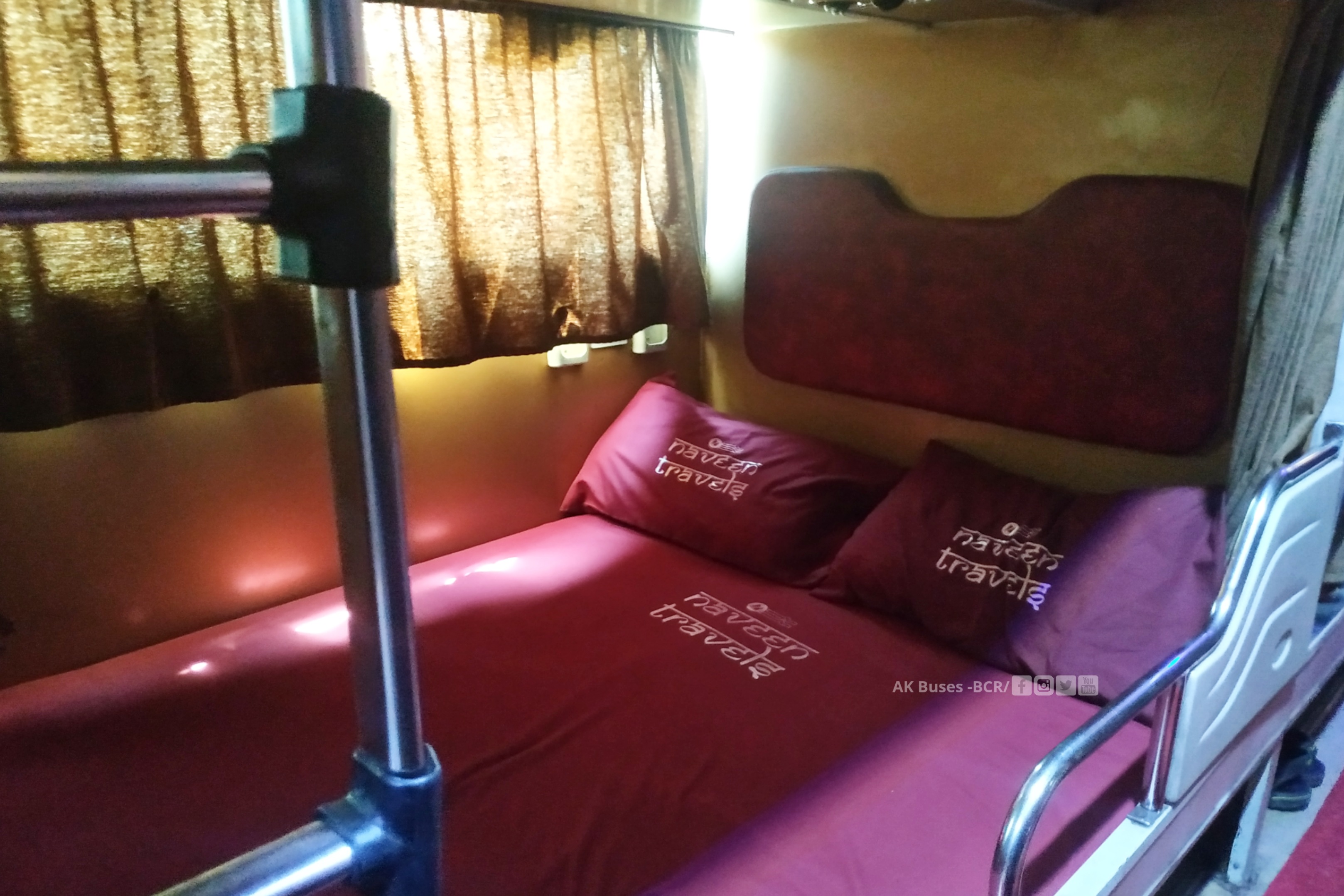Naveen Travels 2/1 AC Sleeper Bus interior -double  sleeper