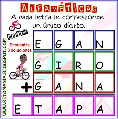 Alfamética, Criptoaritmética, Criptosuma, Criptograma, Suma de Palabras, Juego de palabras, Desafíos matemáticos, Retos matemáticos, Problemas matemáticos, Acertijos, Acertijos numéricos, Problemas de matemáticas