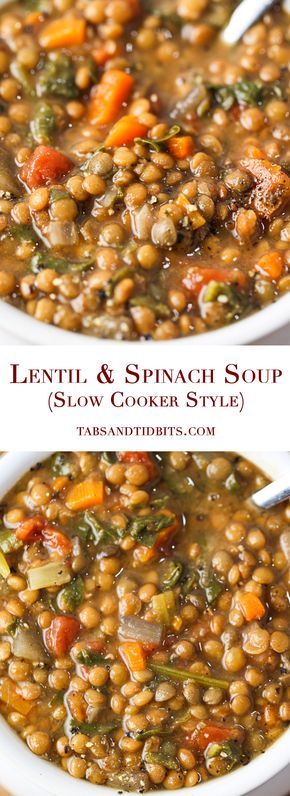 Lentil & Spinach Soup (Slow Cooker Style)
