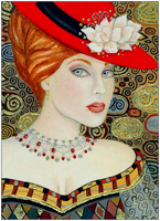 	HAED artwork by Bernadette Lusk	"	BL-6166   Lady In The Red Hat	