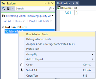 Visual Studio - Test Explorer - Run Selected Tests