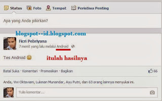 Update Status Facebook Via Apa Saja 6