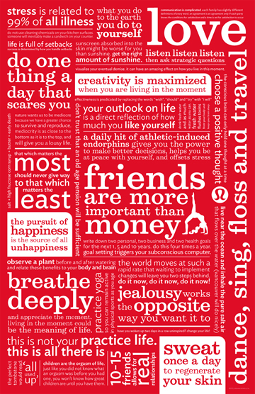 Lululemon's manifesto is inspiring and close to our hearts. It tells us to love, that friends are more important than money, and provides inspiration.