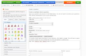 showing how to create your own test questions on HelpTeaching.com