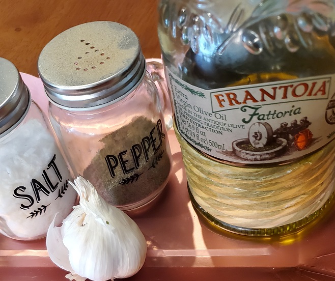 olive oil and fresh garlic to make it roasted