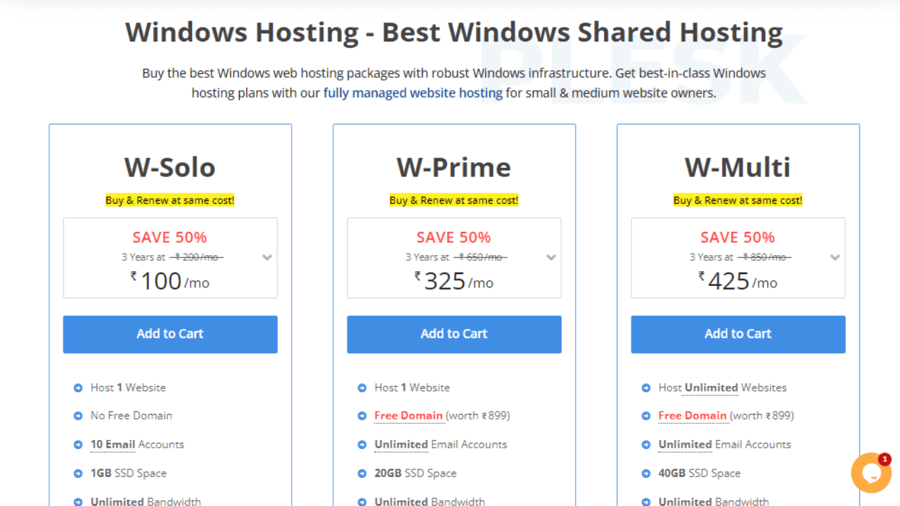 MilesWeb Windows Shared Hosting Plan & Pricing