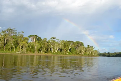 " Rainbow over the river in Sipaliwini, the amazon rainforest of Suriname"