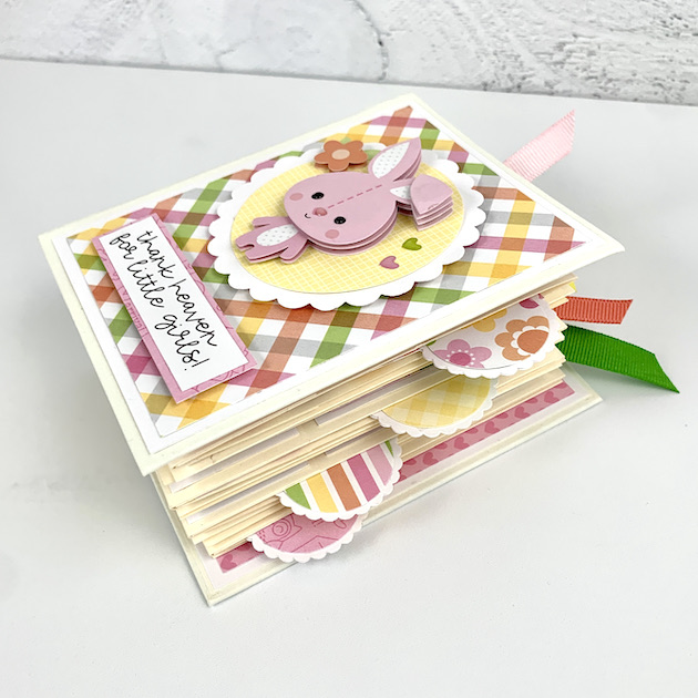 Baby Girl Scrapbook Mini Album with Rabbit & hearts