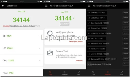 Benchmark AnTuTu v6 Vivo Y65