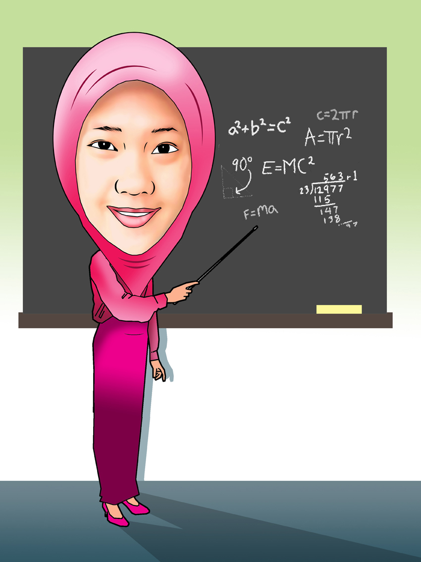 +30 Sketsa Gambar Guru Sedang Mengajar Berjilbab | Gudangsket