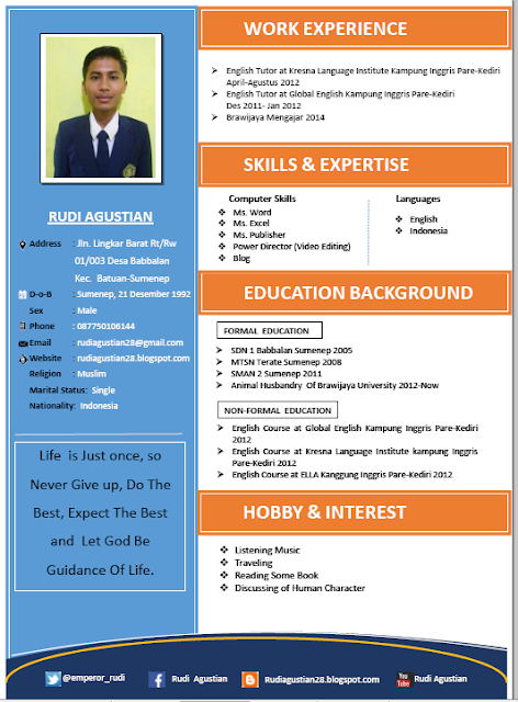 Emperor Rudi: Contoh Curriculum Vitae Keren