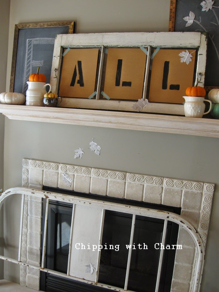 Chipping with Charm: Simple Fall Mantel...http://www.chippingwithcharm.blogspot.com/