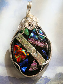 Unnamed: ooak pendant, wire wrapping, sterling silver, art bead, glass fused :: All Pretty Things
