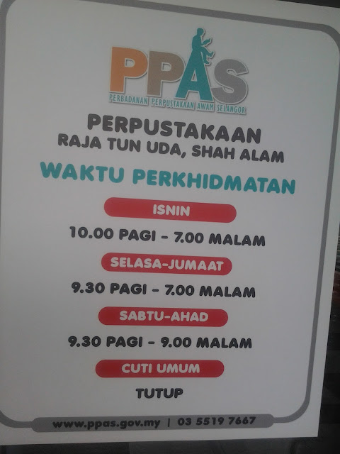 Waktu Operasi Perpustakaan Awam Shah Alam