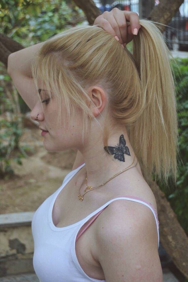 Legal tatuagem de borboleta no pescoço