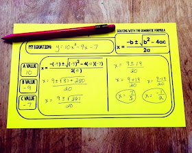 This free Quadratic Formula warm up template gives students the structure of the formula so that they can focus on the values to plug in and solving. This form allows you to differentiate in your algebra classroom so that all students can find success and feel successful during your quadratics unit.