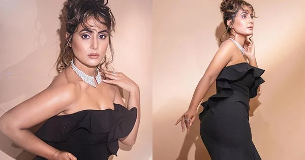 Hina Khan black dress stylish hot actress