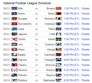#AMPtv: NFL Football Schedule (Sep 23-24)