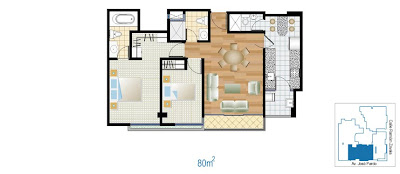 PLANOS DE DEPARTAMENTOS 2 DORMITORIOS DE 80M2