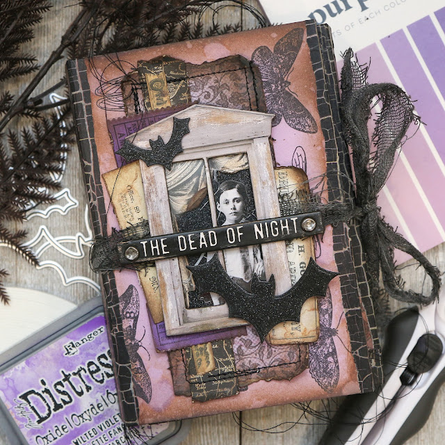 Purple Halloween Junk Journal by Juliana Michaels featuring Scrapbook.com Purples Paper Pad and Tim Holtz Halloween Idea-ology