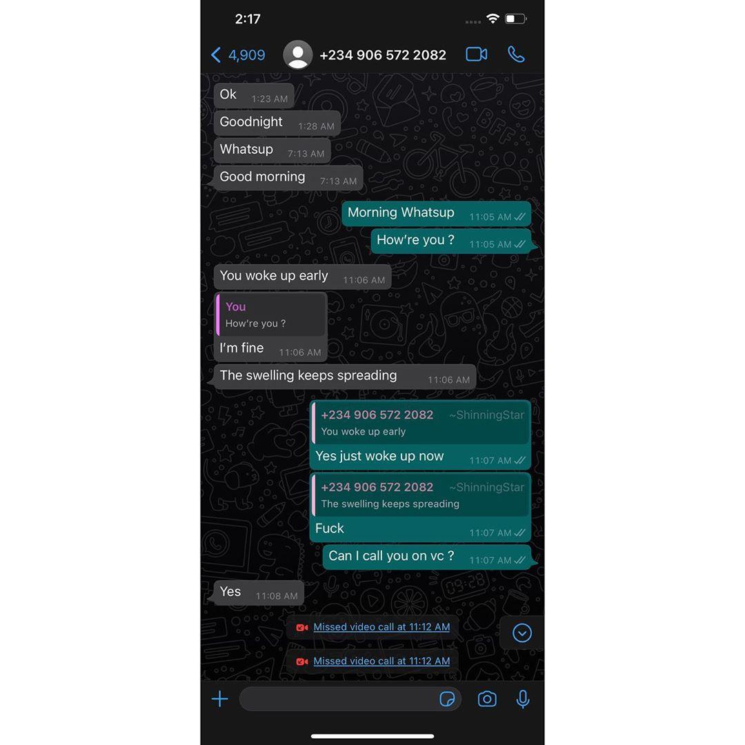 Singer, Lil Frosh insists on not beating up his ex-girlfriend, shares chat screenshot as proof