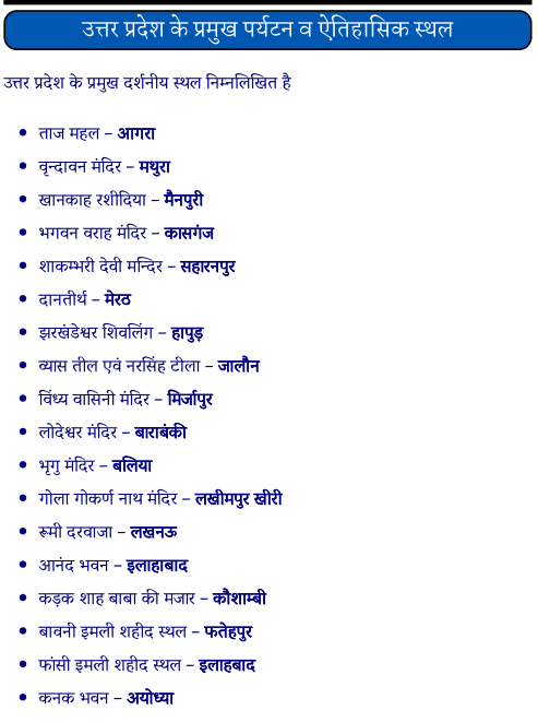 उत्तर प्रदेश के प्रमुख पर्यटन व ऐतिहासिक स्थल पीडीऍफ़ पुस्तक | Up Ke Pramukh Paryatan Sthal PDF Book In Hindi