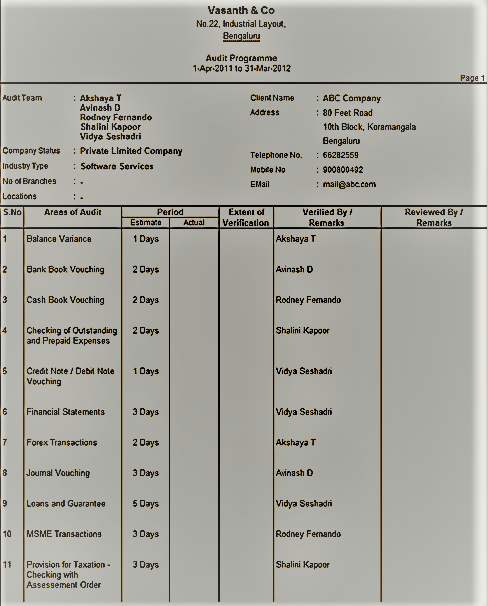 Print the Audit Programme