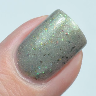 gray nail polish with green shimmer