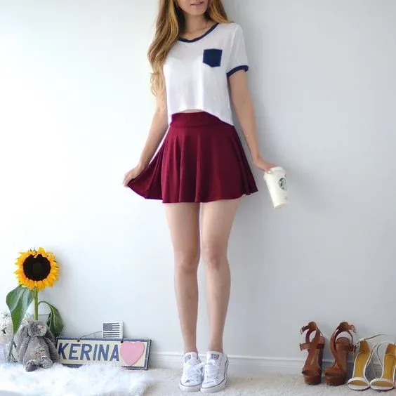 15 Ideas to wear a skater skirt and create a waist ... even if you hardly have