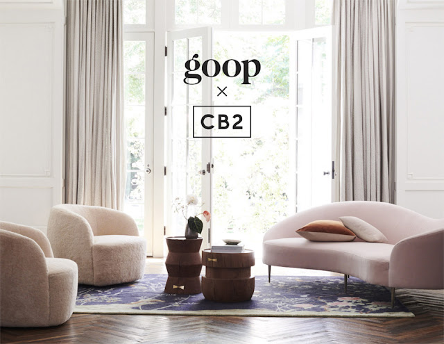 Collection consists of a mid-century Curvo pink sofa, intricate parisian-inspired china and comfy meditation pillows.