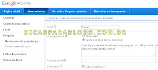 configurar pesquisa dentro do seu site ou blog