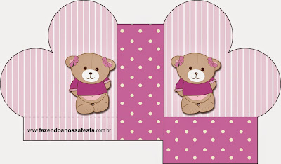 Caja abierta en forma de corazón de Cute Girl Bear in Lilac.