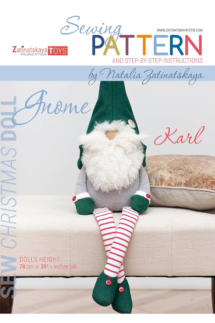 cover of PDF Karl Christmas gnome pattern and sewing tutorial by Zatinatskaya Natalia