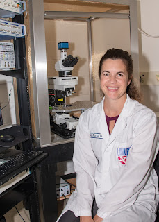 Dr. Emily Petrus, assistant professor of APG at USU, is studying how the brain adapts after injury. (Photo credit: Tom Balfour, USU)
