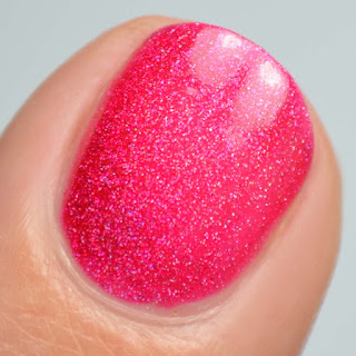 bright cherry holographic nail polish